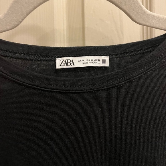 Zara Black Oversized Peplum Contrast Fabric Top Size Medium - Picture 4 of 4